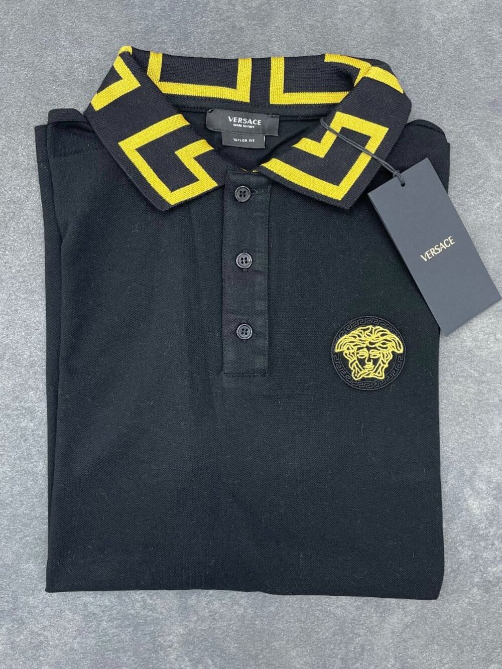 Versace Men’s Black Medusa Polo Shirt Tailor Fit- Size XXL